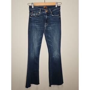 Mother Women's Blue The Weekender Fray Flare Jeans Size 25